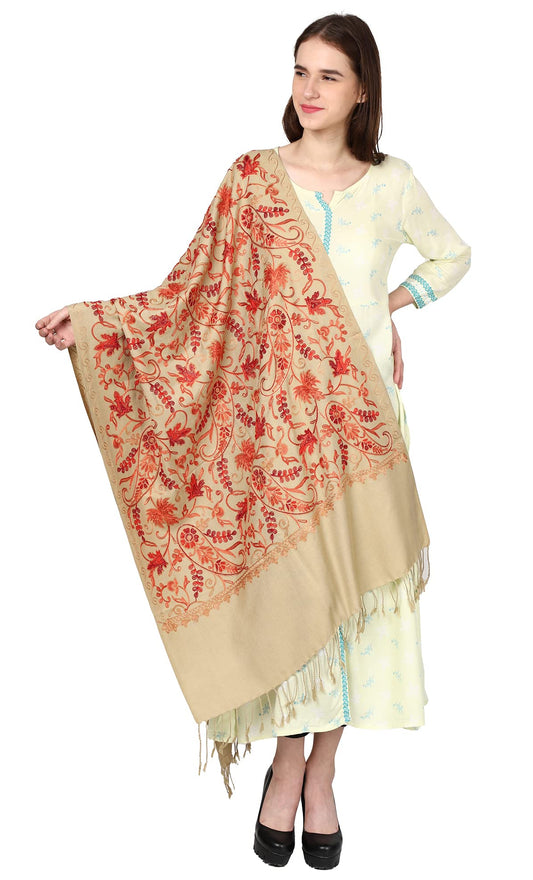 Weavers Villa WomenS Kashmiri Aari Embroided Floral Cashmilon Stoles, Shawls, Wraps, 70Cm X 200Cm