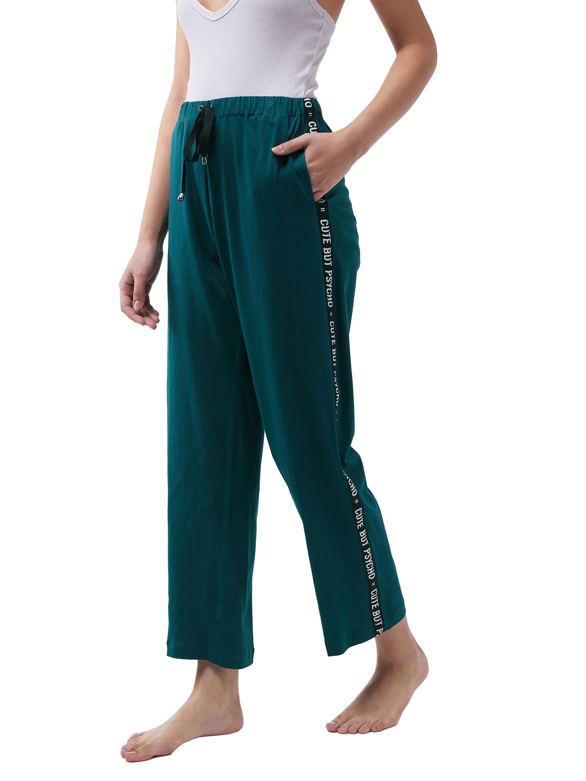 Miss Chase WomenS Super Soft Solid Regular Pajama With 2 Side Pockets | 2 Colors (Mcaw20Nw04-17-168-03, Bottle Green, Small)