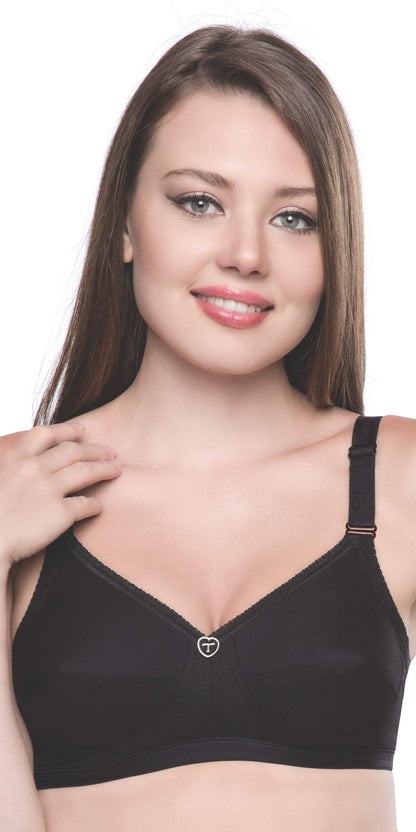 Trylo Women'S Cotton T-Shirt Bra Women'S Non-Wired Bra (Sarita_Black_38C)