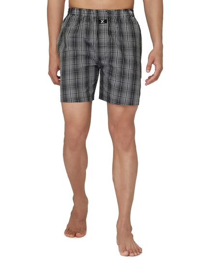 XYXX Mens Super Combed Cotton Checkmate Boxer Shorts Elasticated Waist, Drawstring | Loungewear for Men Pack of 2 (L; Black & W