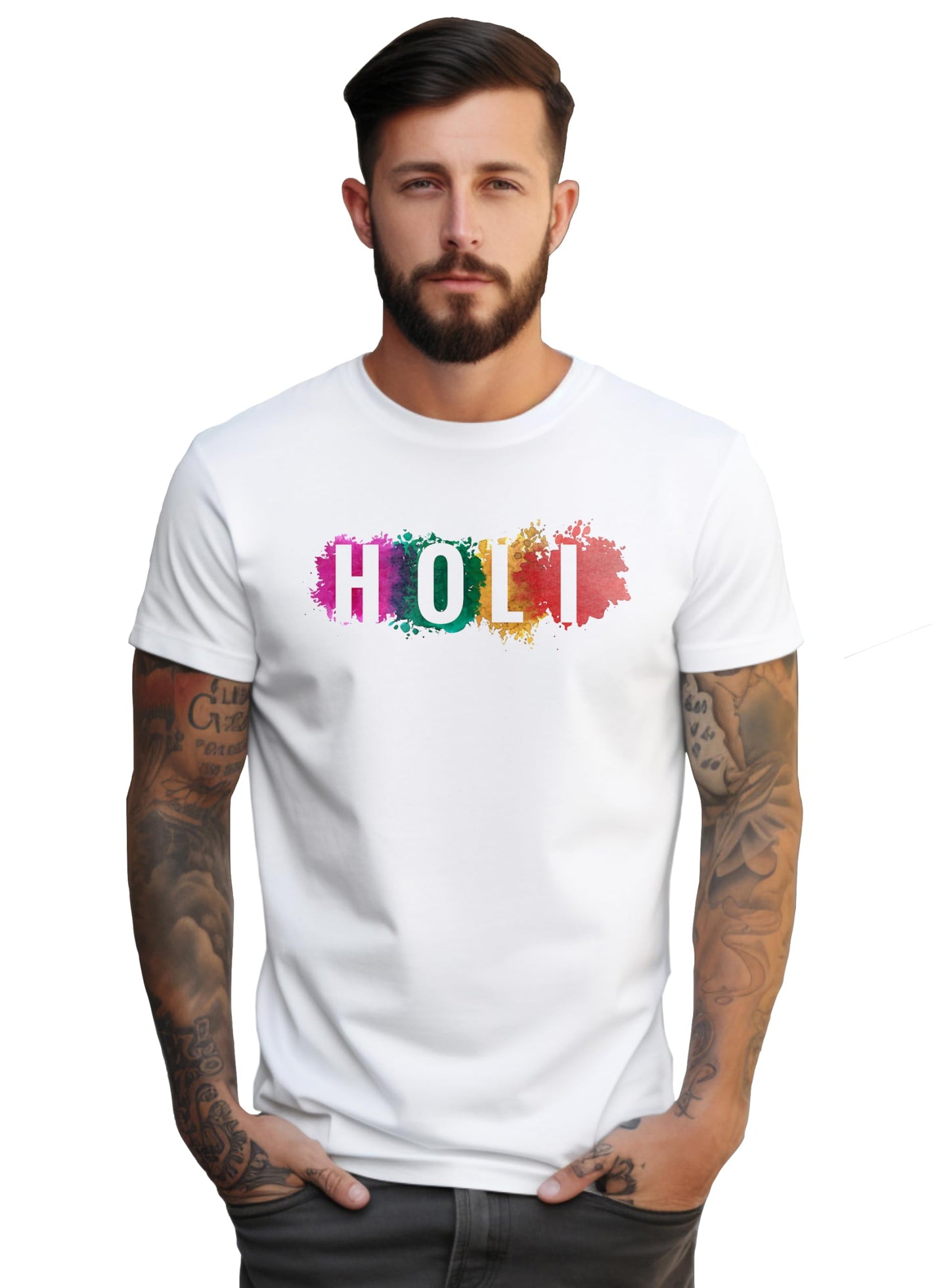 Peppyzone Mens Premium Cotton Happy Holi Printed Tshirt for Men Stylish - Trending T Shirts for Men | T-Shirt for Man | T Shirt