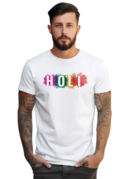 Peppyzone Mens Premium Cotton Happy Holi Printed Tshirt for Men Stylish - Trending T Shirts for Men | T-Shirt for Man | T Shirt