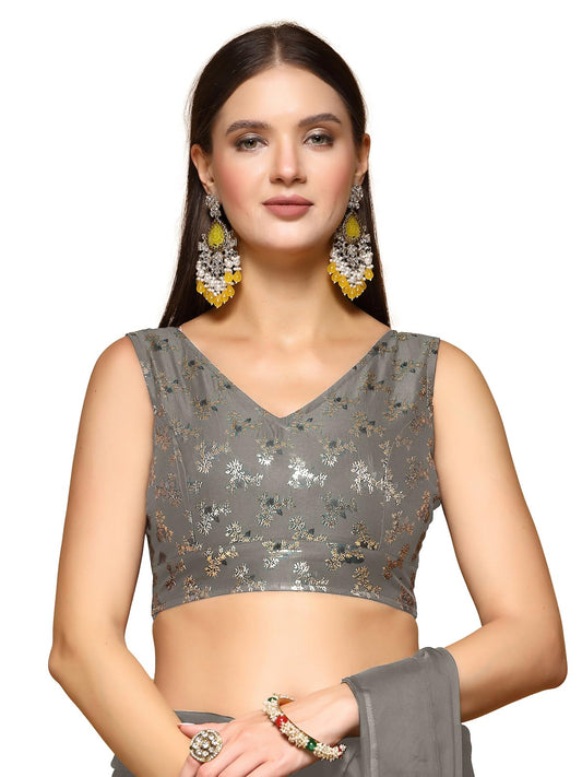 OOMPH! Readymade Blouse for Women, Brocade, Sleeveless, V-Neck, rbbl659