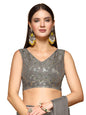 OOMPH! Readymade Blouse for Women, Brocade, Sleeveless, V-Neck, rbbl659