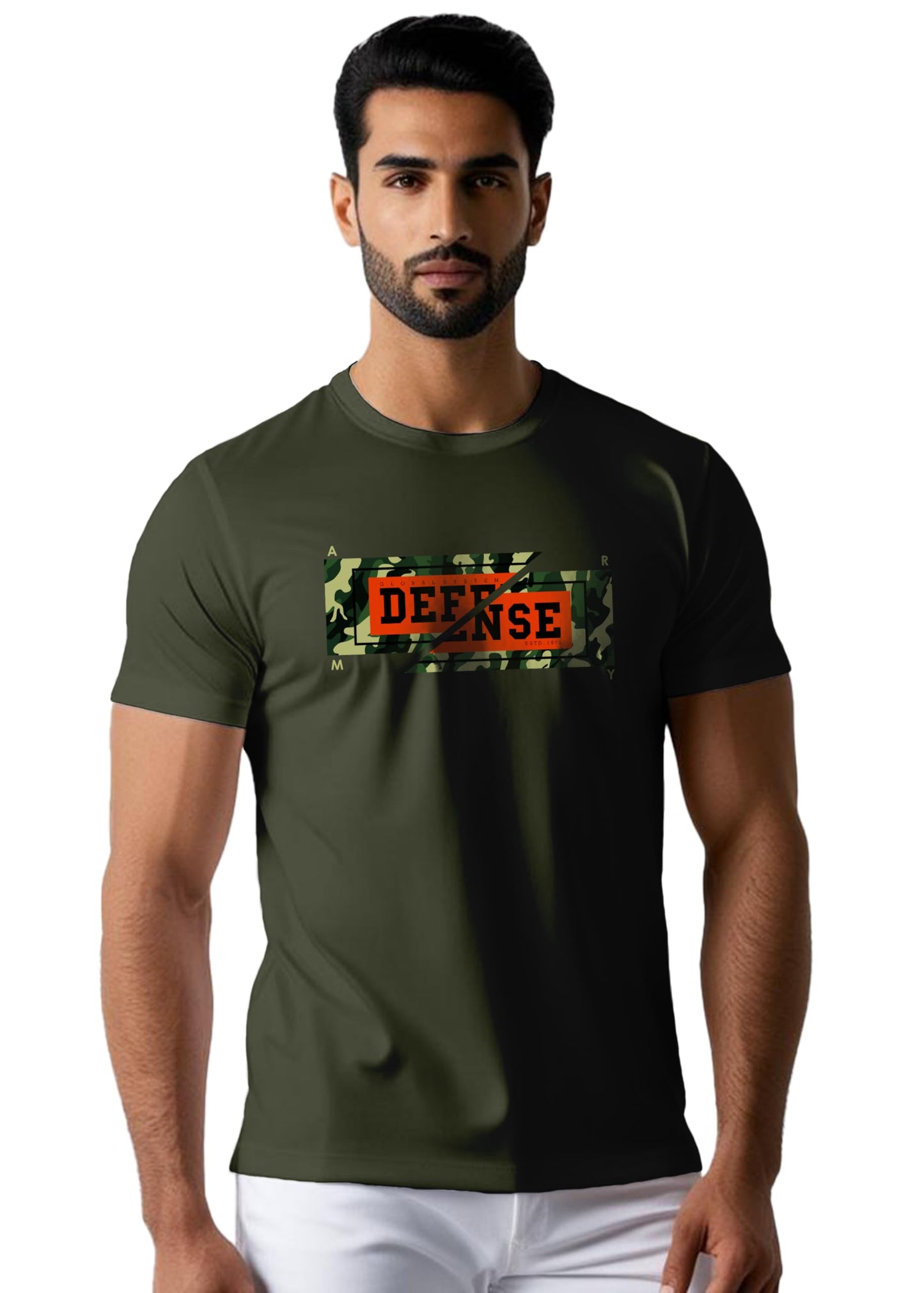 Peppyzone Mens Regular Fit T-Shirt (PZ-Army433_Olive4