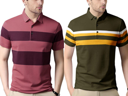 Noble Monk MenS (Combo Pack Of 2) -Regular Fit Polo T Shirt |Half Sleeves |Collar Tshirts |Casual Tshirt