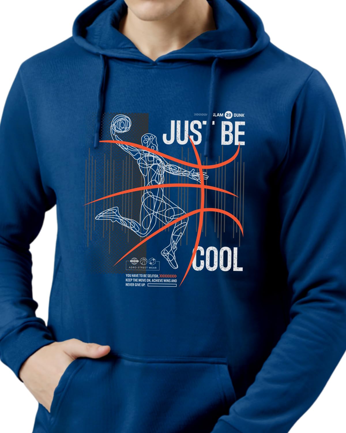 ADRO Basketball Design Hoodie for Men, 320 GSM Soft Cotton Hoodies, Long Lasting Printed Hoodie | Mens Hoodies | Sweatshirt for