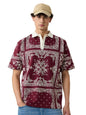 The Souled Store Paisley Men and Boys Short Sleeves Collared Neck Red All Over Printed Cotton Oversized Polos