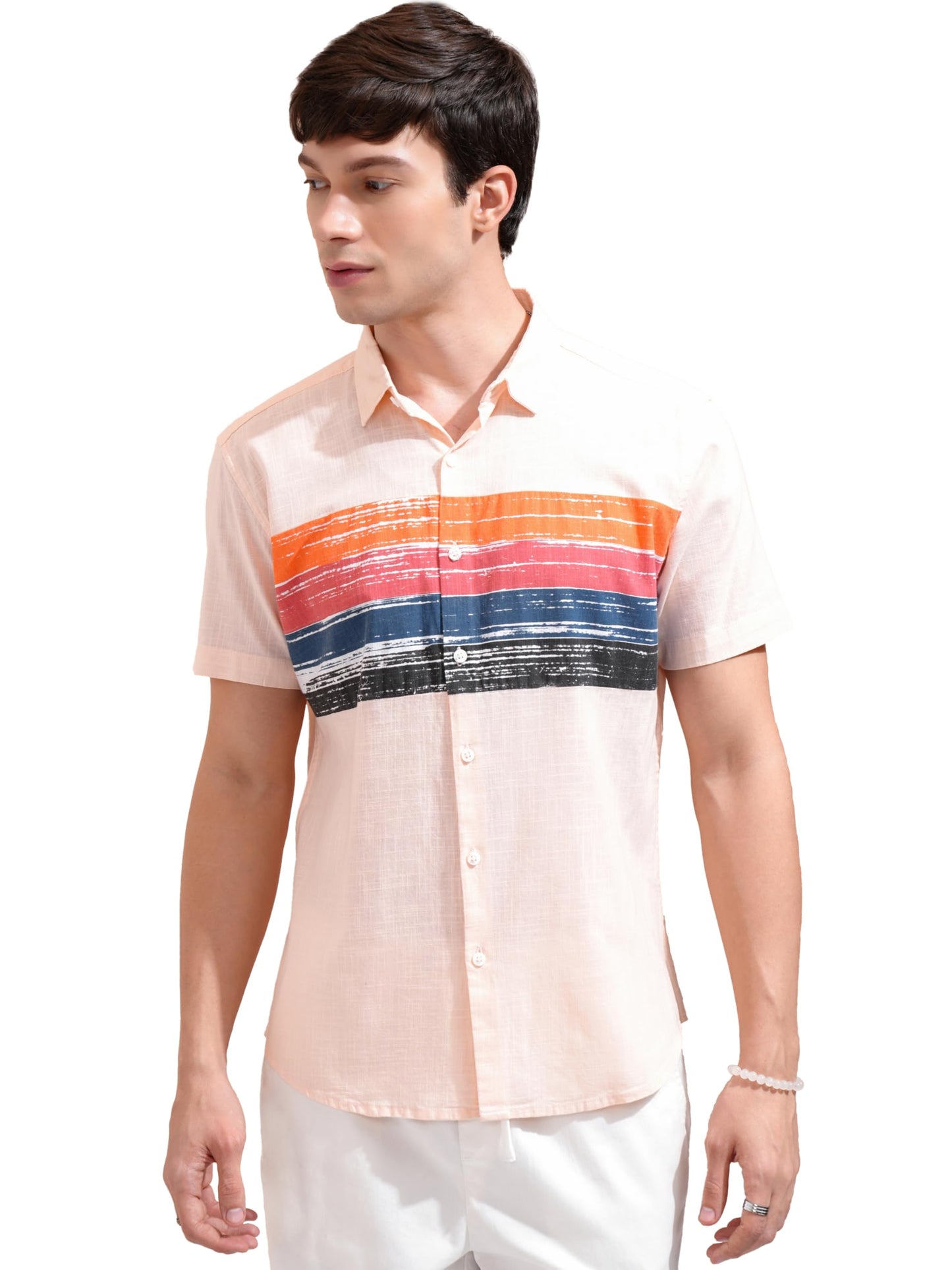 KETCH Men Half Sleeve Slim Fit KHSH002037 Pink M