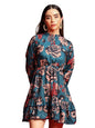 Greciilooks Western Dress For Women - Printed A-Line Midi Western Dress & V Neck Puff Sleeve Dress For Girls Suitable For Functi