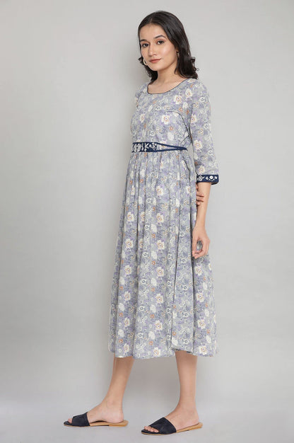 Aurelia WomenS Stonewash Grey Cotton Gathered Dress