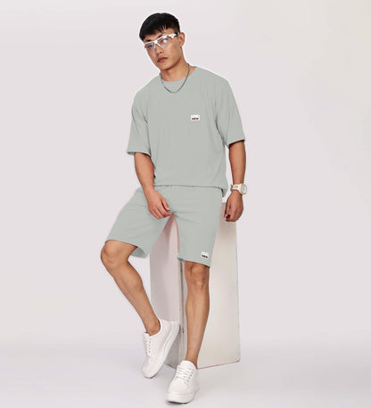 SHODOX Mens Round Neck Solid Relaxed Fit Tshirt and Short Co-ords Set for Mens (Pack of 1)