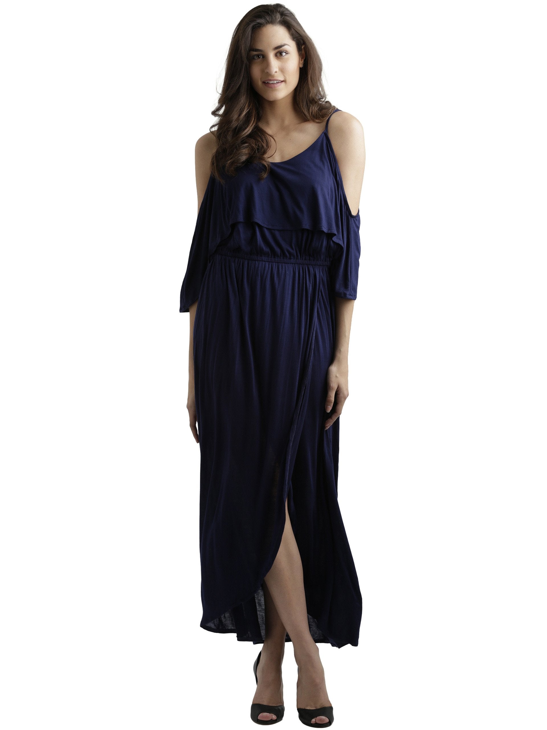 Miss Chase WomenS Cut-Out Maxi Dress (Mcpw16D05-85-71-03_Navy Blue_Small)