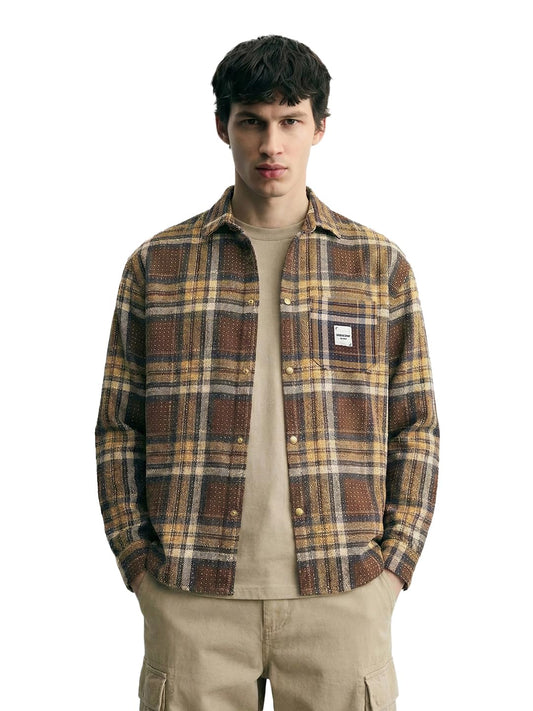 The Indian Garage Co Mens Regular Fit Checkered Cutaway Collar Long Sleeves Street Sweater