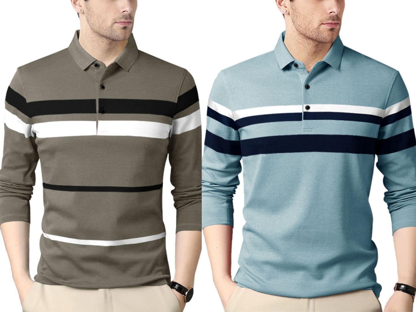 Noble Monk MenS (Combo Pack Of 2) -Regular Fit Polo T Shirt |Full Sleeves T-Shirt