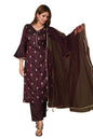 GoSriKi Women's Silk Blend Kurta with Pant and Dupatta