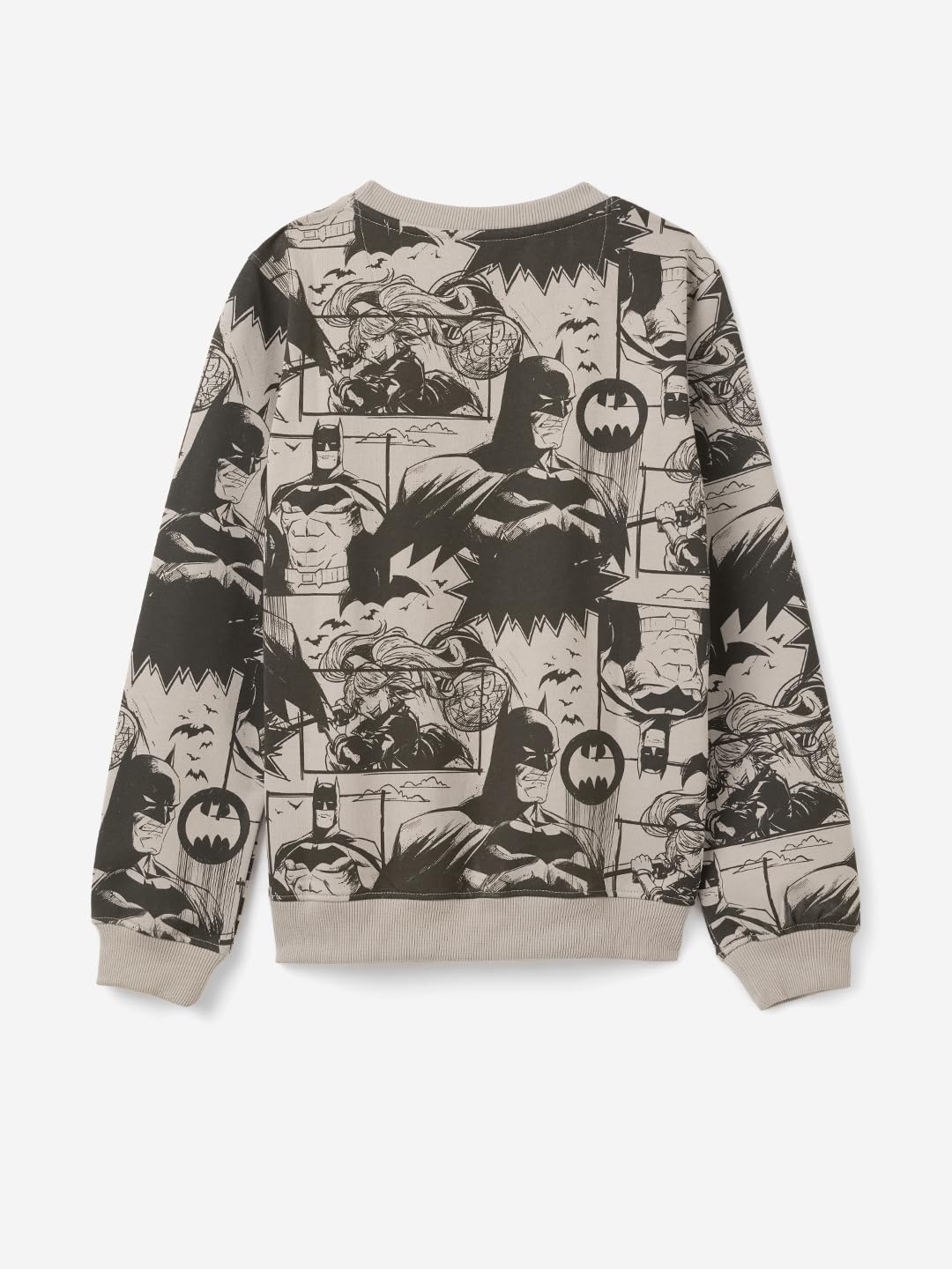 The Souled Store Official Batman : Comics Boys Long Sleeves Round Neck Color Blocked Regular Fit Cotton Sweatshirts Grey
