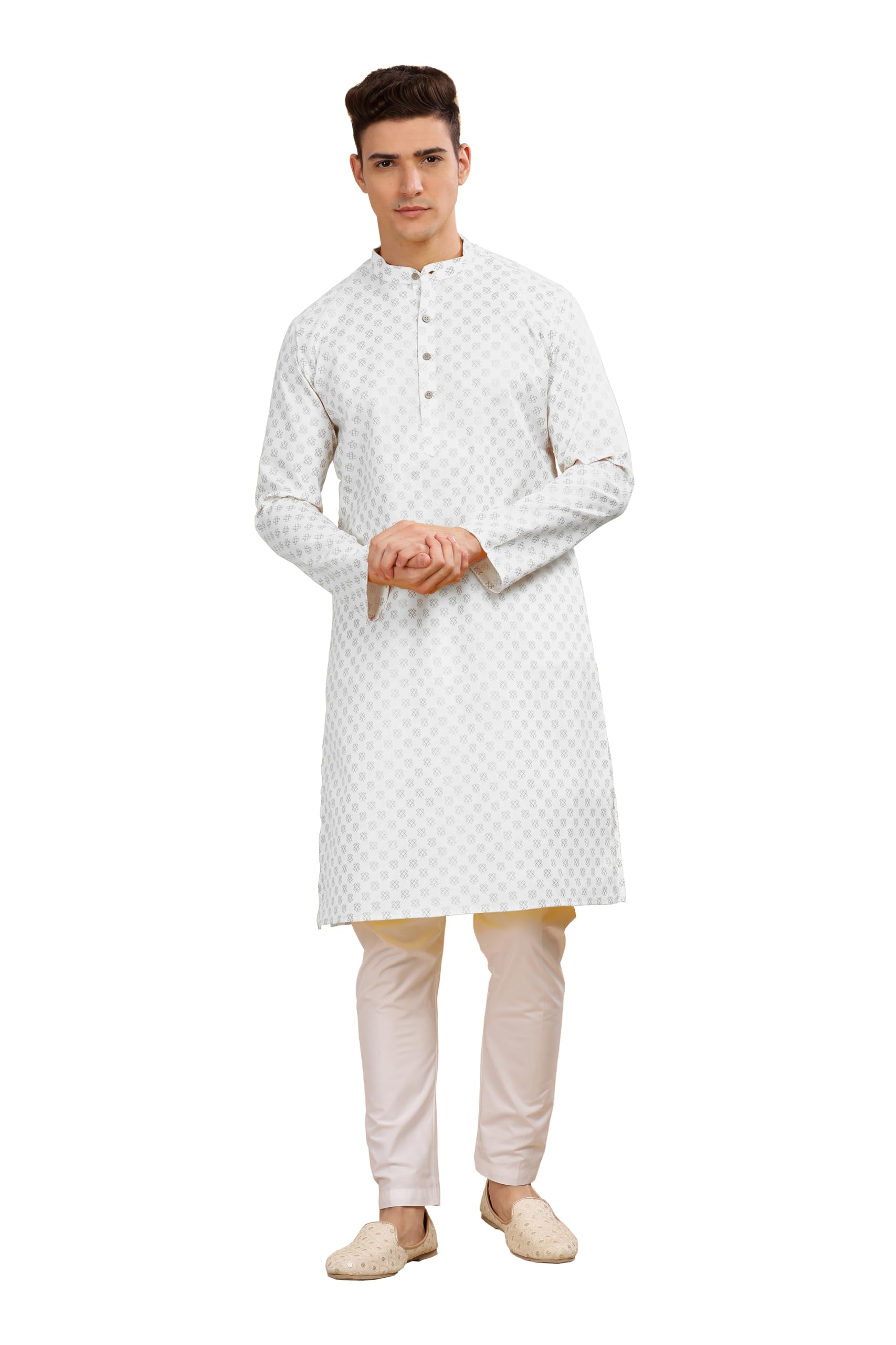 Be Active MenS Cotton Regular Kurta (C-399-1_White-1