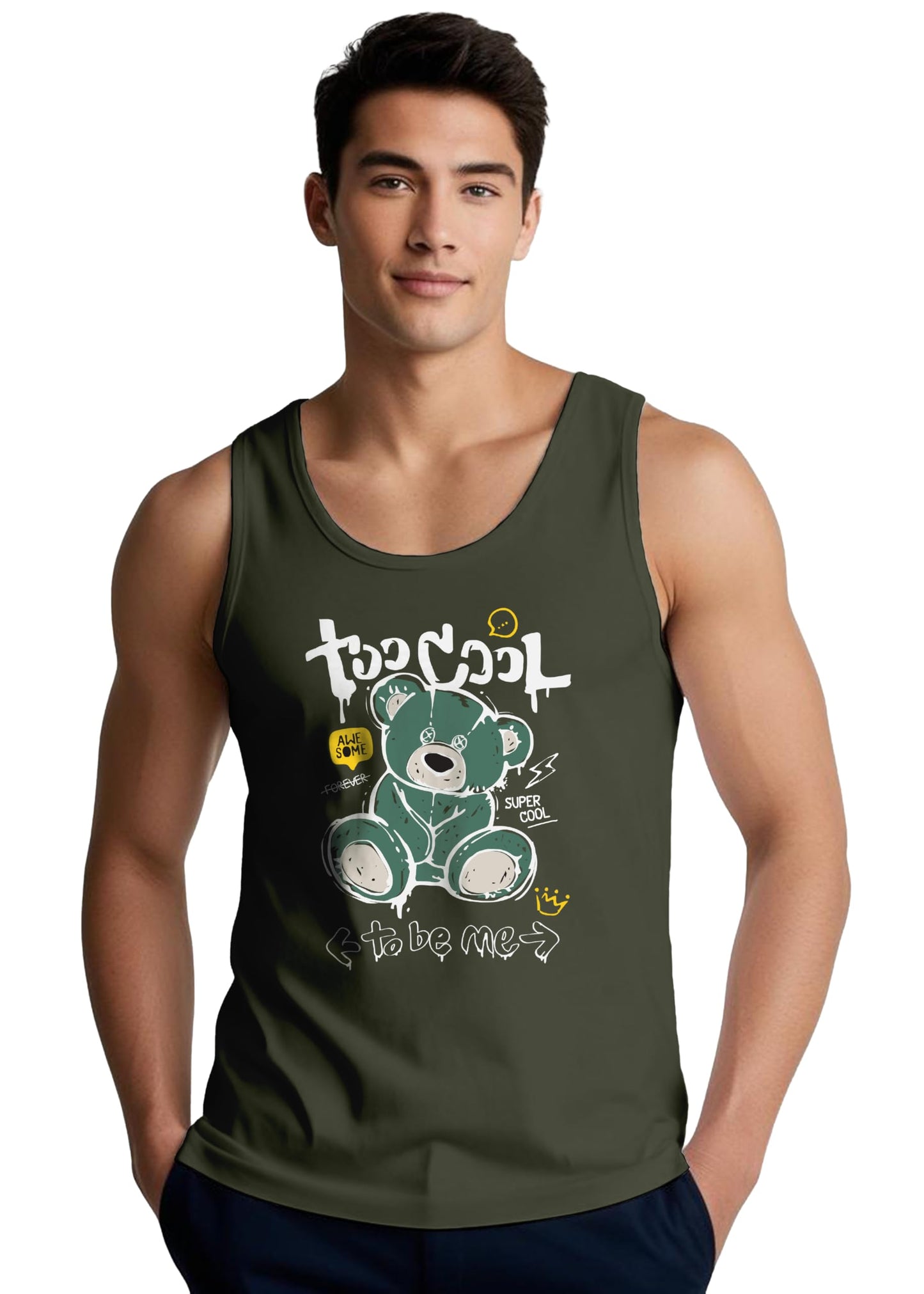 Peppyzone Mens Regular Fit Vest (TT-Teddy1620_Olive2