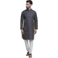 SOJANYA (Since 1958 Men's Silk Blend Booti Jacquard NavyBlue Kurta & Off-White Churidar Pyjama Set