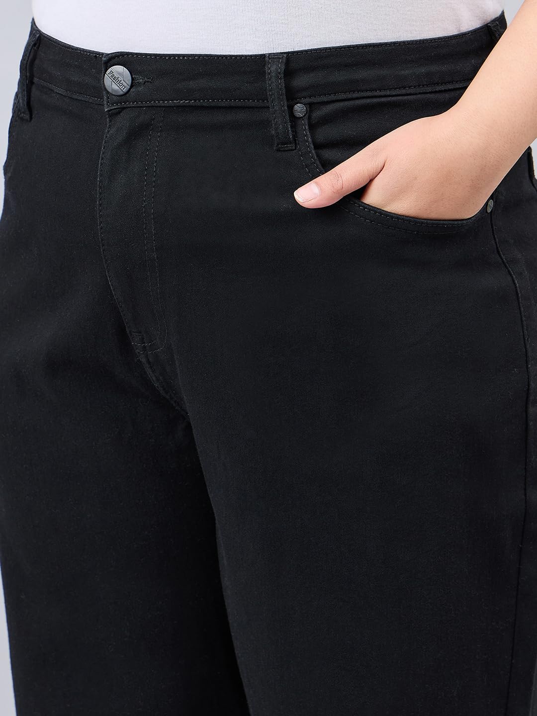 Style Quotient Women Plus Size Black Mom Fit High Rise Stretchable Jeans