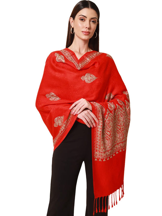 Womens Shalimaar Kashmiri Aari Embroidery Stole (Size: 71X203 CM)