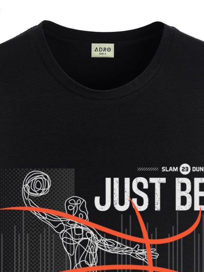 ADRO Men's Graphic Printed 100% Cotton T-Shirt - Regular Fit, Printed T-Shirts for Men (RN24-BCL-BL_Black)
