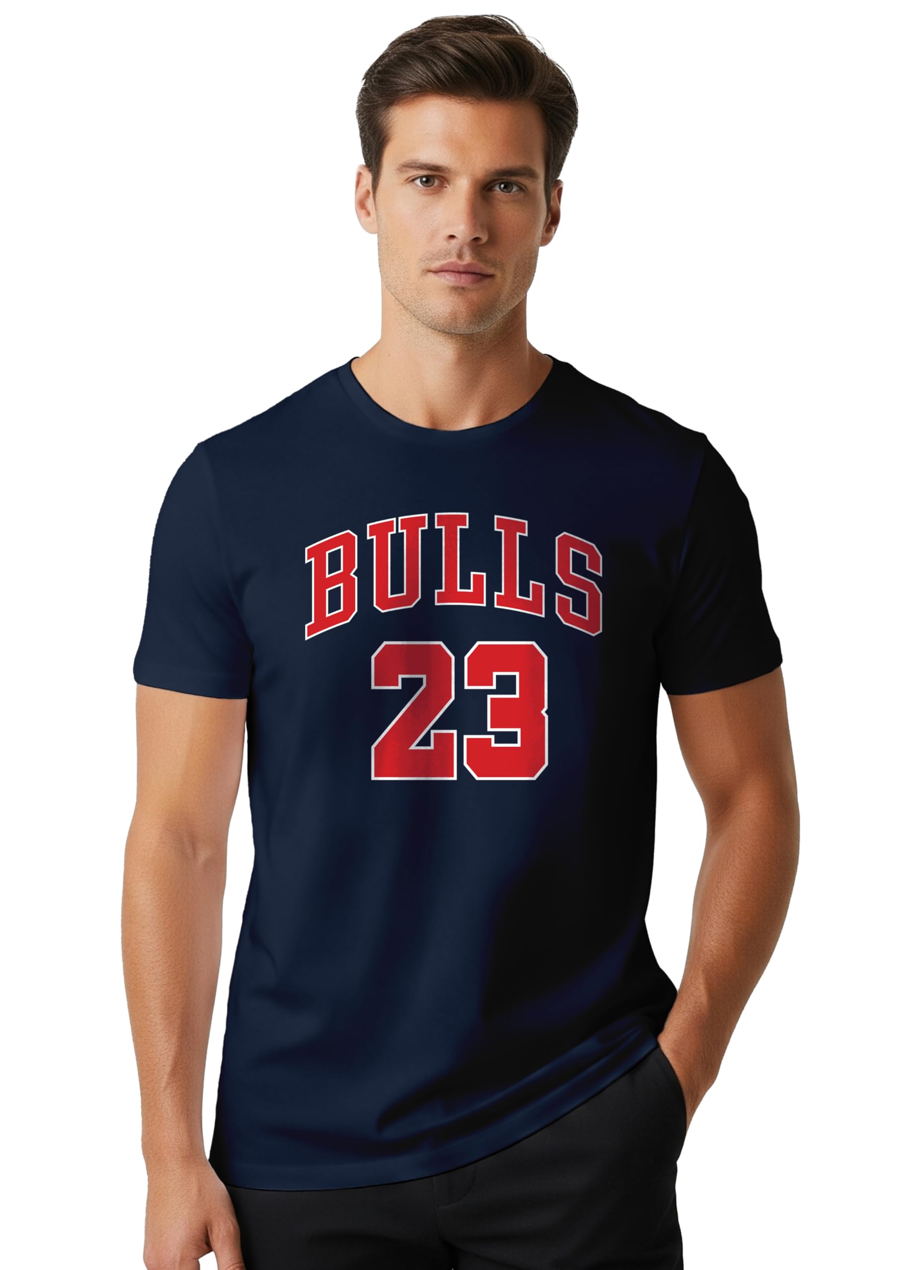Peppyzone Mens Regular Fit T-Shirt (PZ-Bulls-133_Navy Blue
