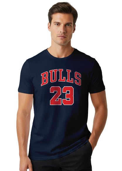 Peppyzone Mens Regular Fit T-Shirt (PZ-Bulls-133_Navy Blue