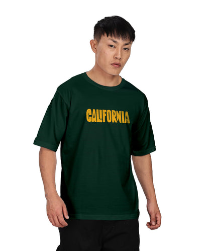 KydaMenS Oversized Cotton Round Neck Front And Back Printed Tshirt (Pack Of 1) Bottle Green