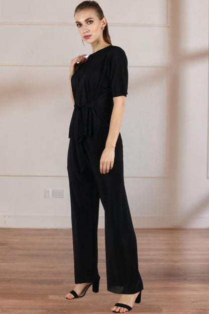 POPWINGS Casual Solid Wrinkle Co-ord Set for Women | Stylish Western Co-Ord Set for Women | Co-ord Set for Summer | Top and Pala