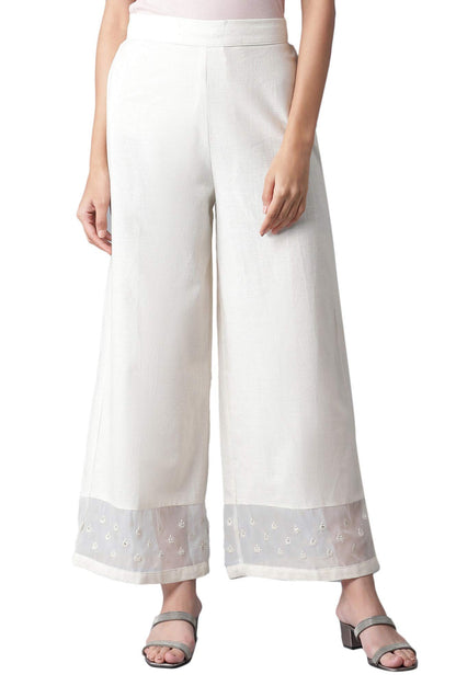 W Cotton Blend Strechable Parallel Pants For Women | Cotton Blend Parallel Pants For Women | Trousers For Women | W For Woman