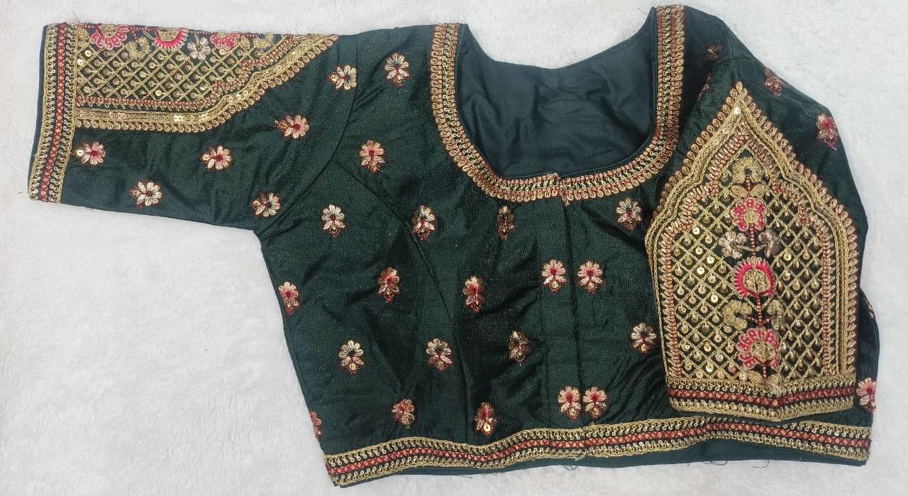 Pujia Mills WomenS Indian Ethnic Designer Codding With Zari Embroidery Copper Sequence Work Round Neck Half Sleeve Readymade Wo