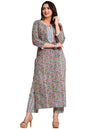 GoSriKi Women's Cotton Blend Printed Straight Kurta with Pant (Dawai Green-SNW-GS)