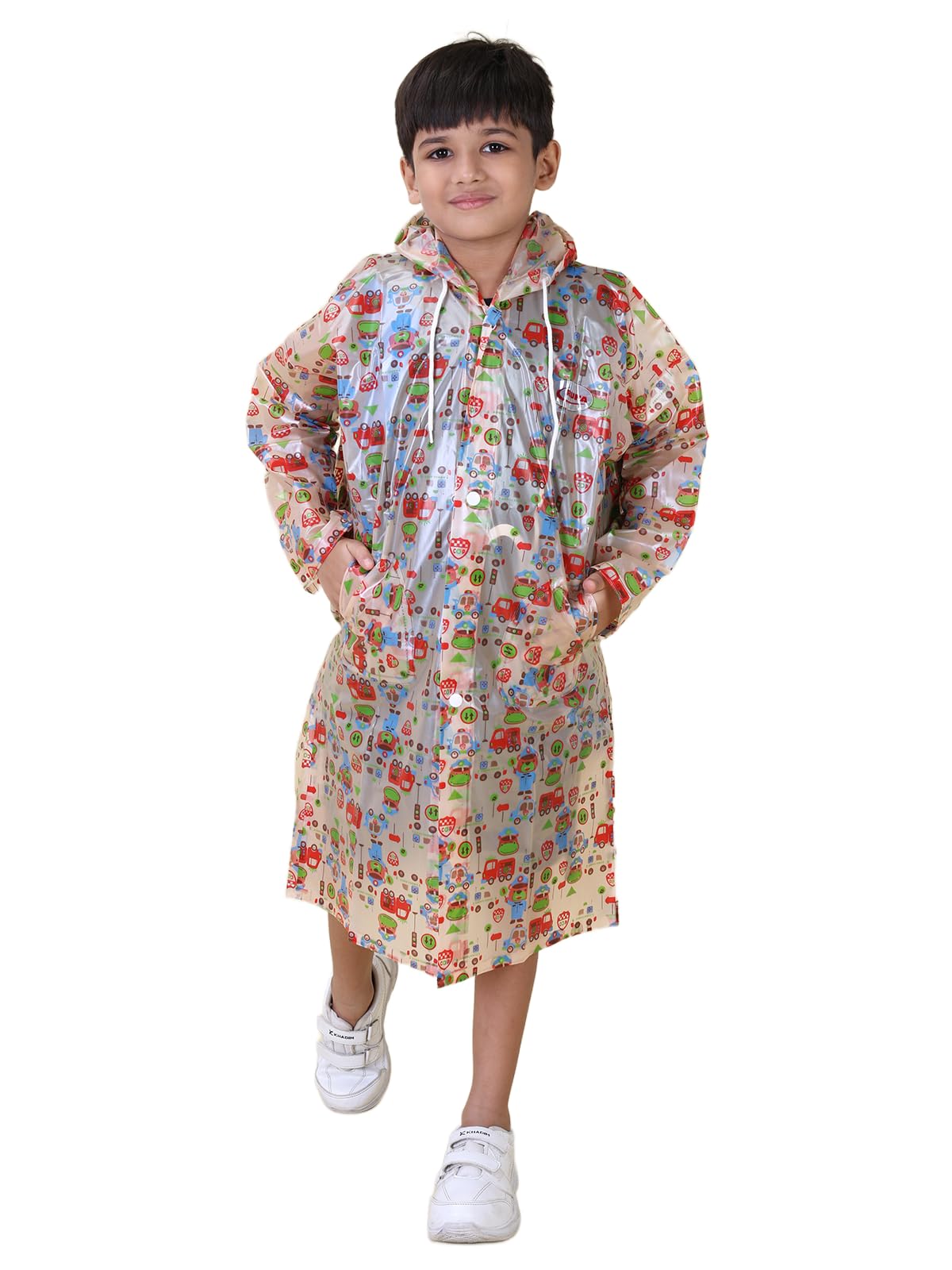 Rupa Rainwear for Kids, Waterproof PVC Rain Jacket with Carry Bag, Teddy Printed Design, Pack of 1