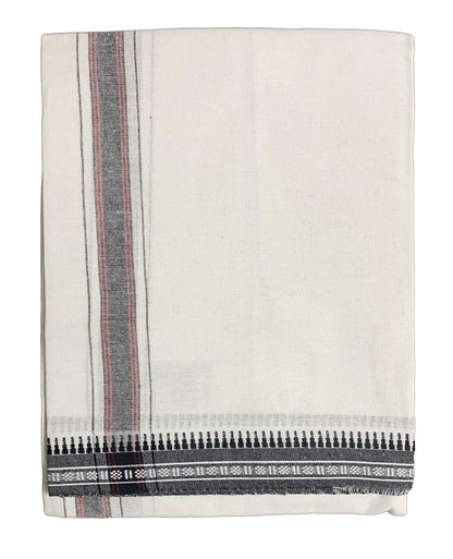 PRAKASAM COTTON Mens Single (1.28 X 2.00 mtrs) Colour Thalapathi Border Dhoti/Fine quality Single Dhoti (White)