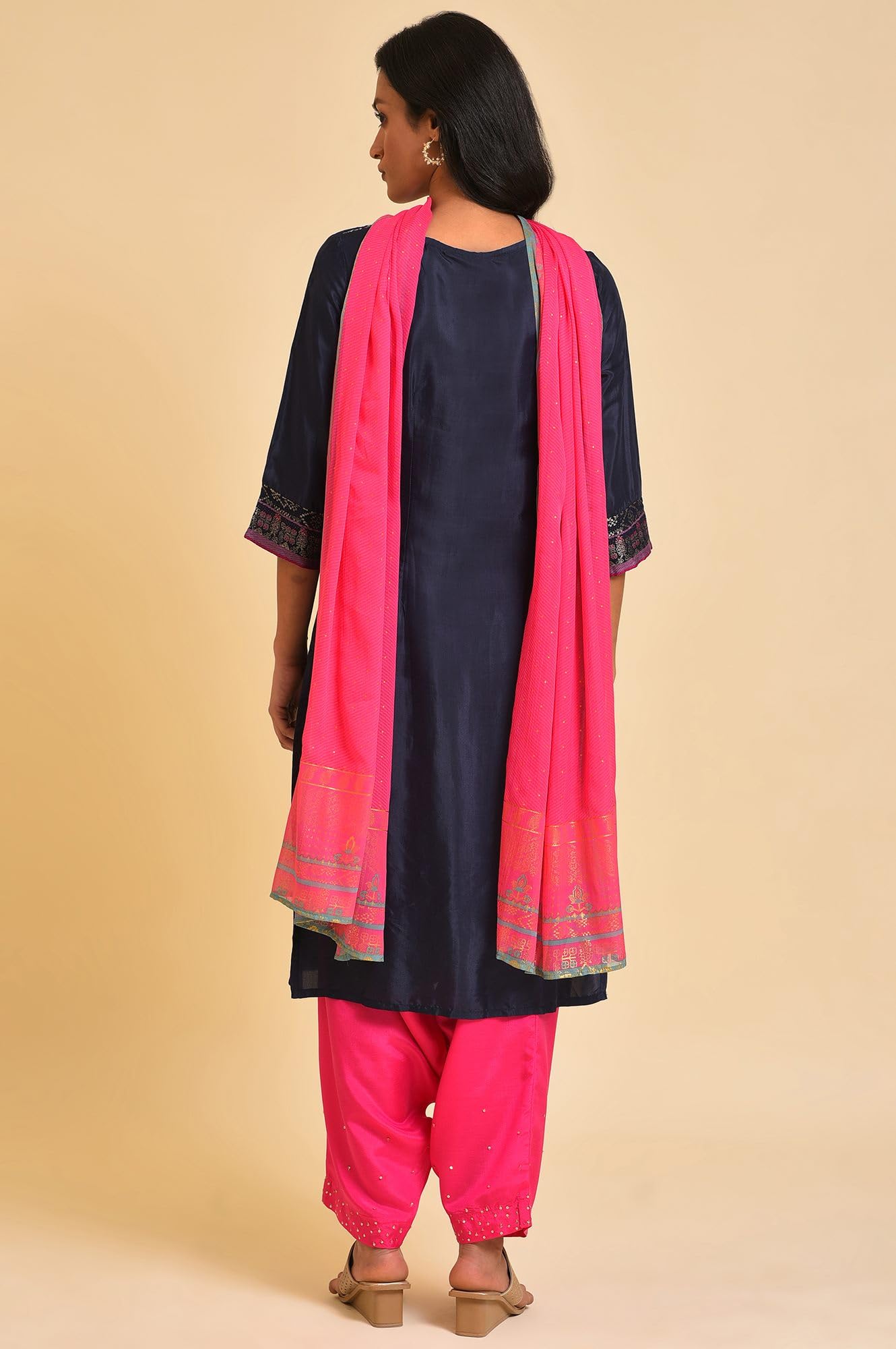W For Woman WomenS Rayon Kurta, Salwar & Dupatta (23Fesp11190-312495_Dark_Pink