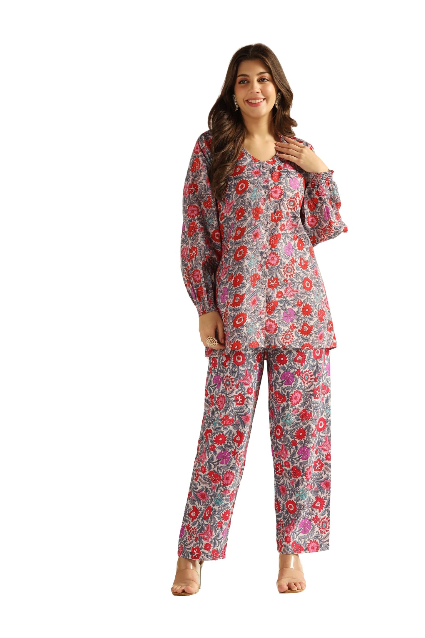Leriya Fashion Ethnic Co Ord Set | Casual Wear Pant Top Set | Fancy Co-Ord Set | Full Pair Set | Women Kurta Sets Kurtis | Pack