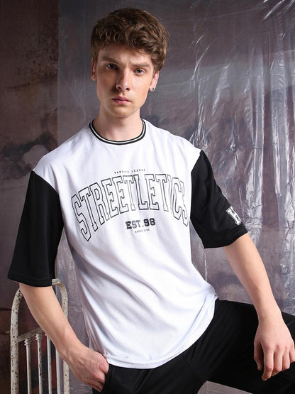 Hubberholme Men Printed Oversized Round Neck Half Sleeve Tshirts 130 White