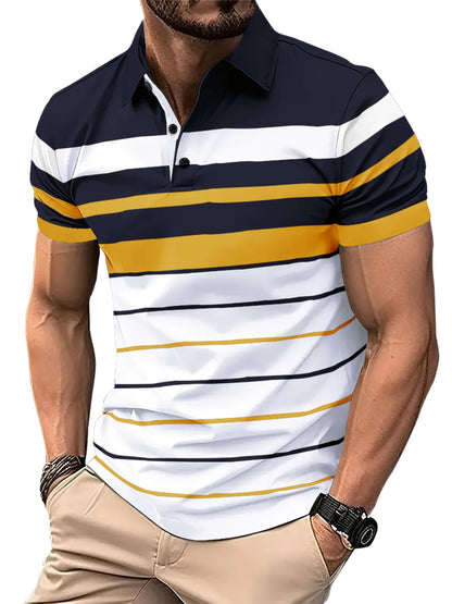 Noble Monk MenS Regular Fit Polo Neck T-Shirt | Half Sleeve | Stripe On Chest | Collared Neck Tshirt For Men