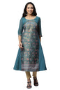 Aurelia Women Shaded Spruce Floral Printed A-Line Kurta