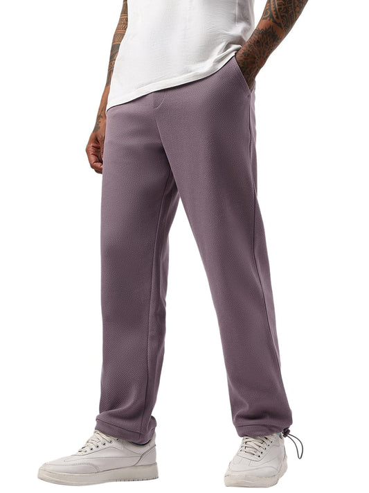 Bewakoof Heavy Duty 1.0 Mens Textured Oversize Fit Cotton Blend Track Pant_646478_Purple_XL