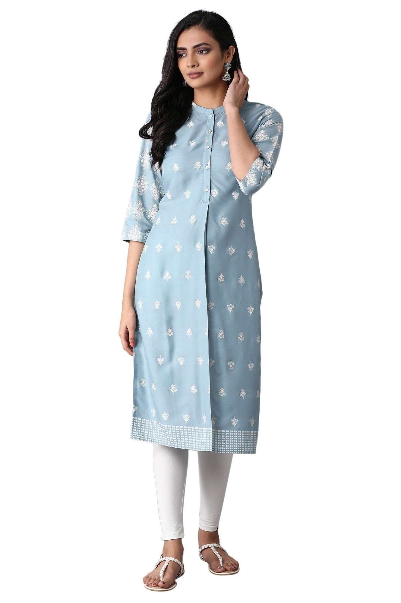 W for Woman Light Blue Printer Kurta
