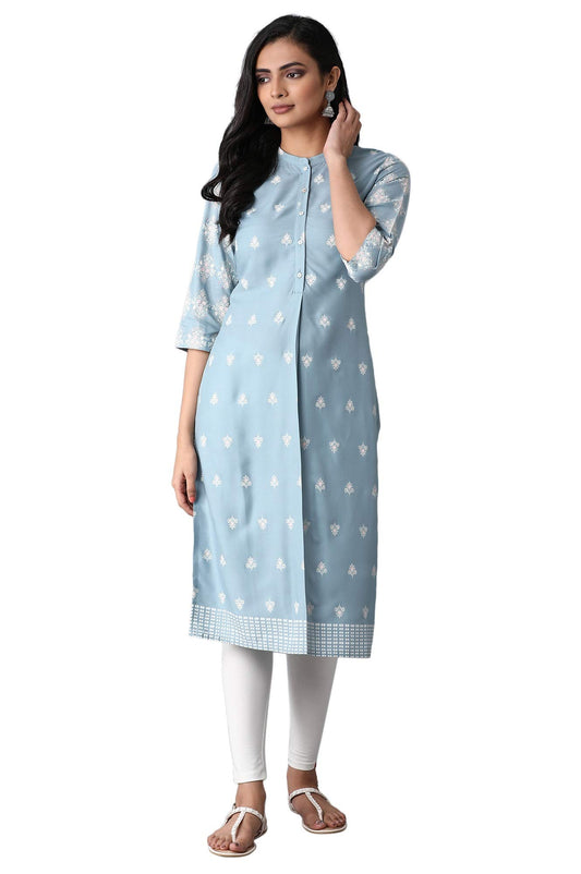 W for Woman Light Blue Printer Kurta