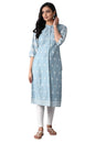 W for Woman Light Blue Printer Kurta