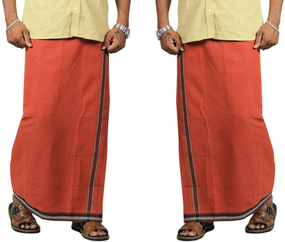Prakasam Cotton Mens Kerala Thalapathi Border 2Way Pocket (Right &Left Side) Flexi Size (Adjustable) Colour Dhoti With 2 Side Po
