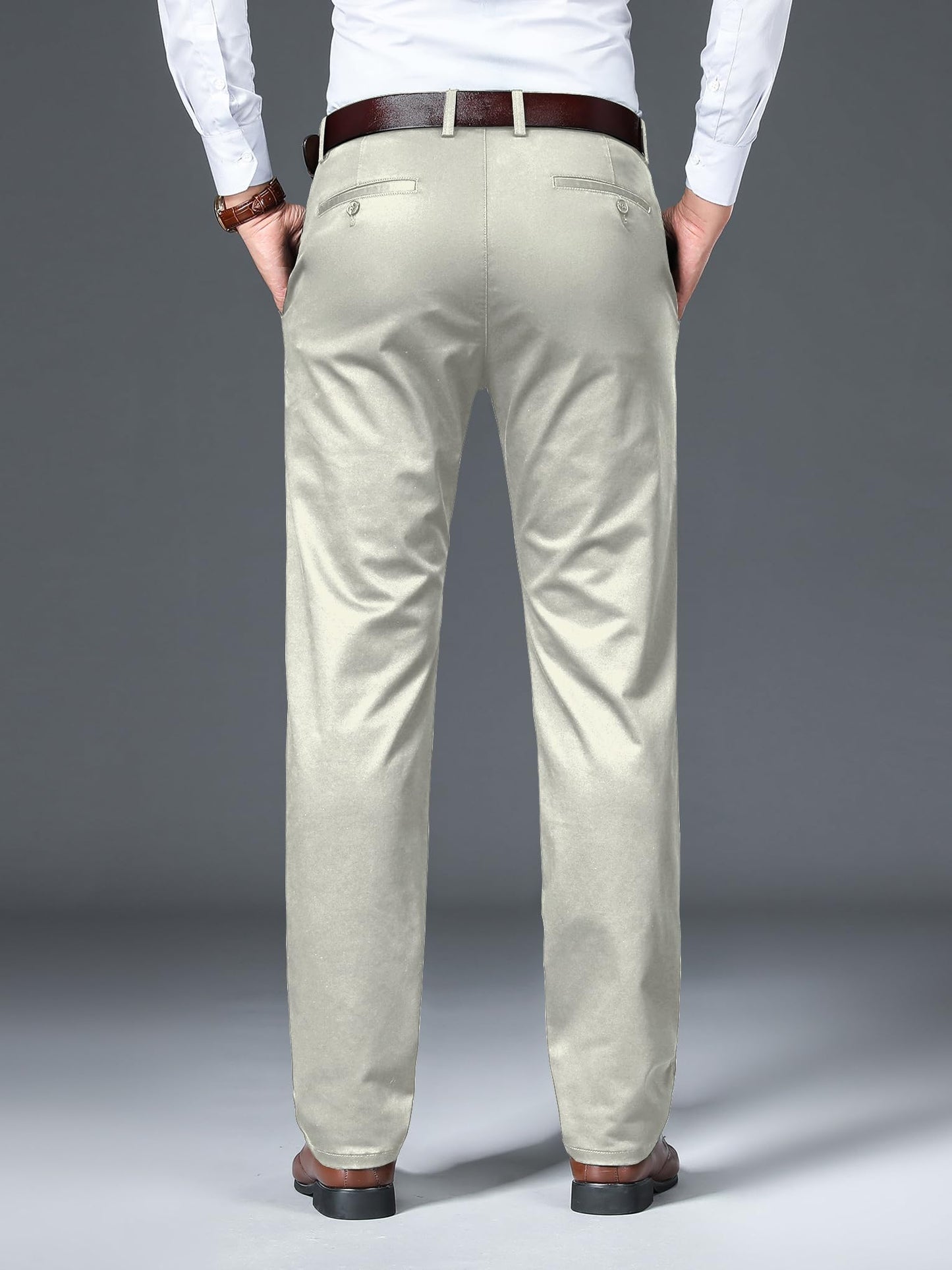 AVANOVA Regular Classic Design for Business and Formal Occasions (Mens Stretch Dress Pants 126_Beige