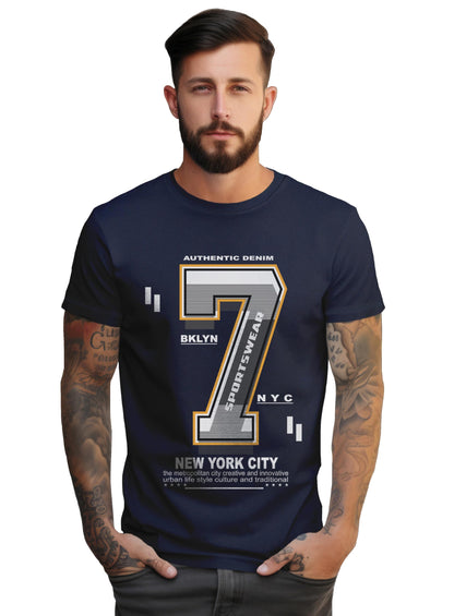 Peppyzone Mens Regular Fit T-Shirt (PZ-Number-9910_Navy Blue2