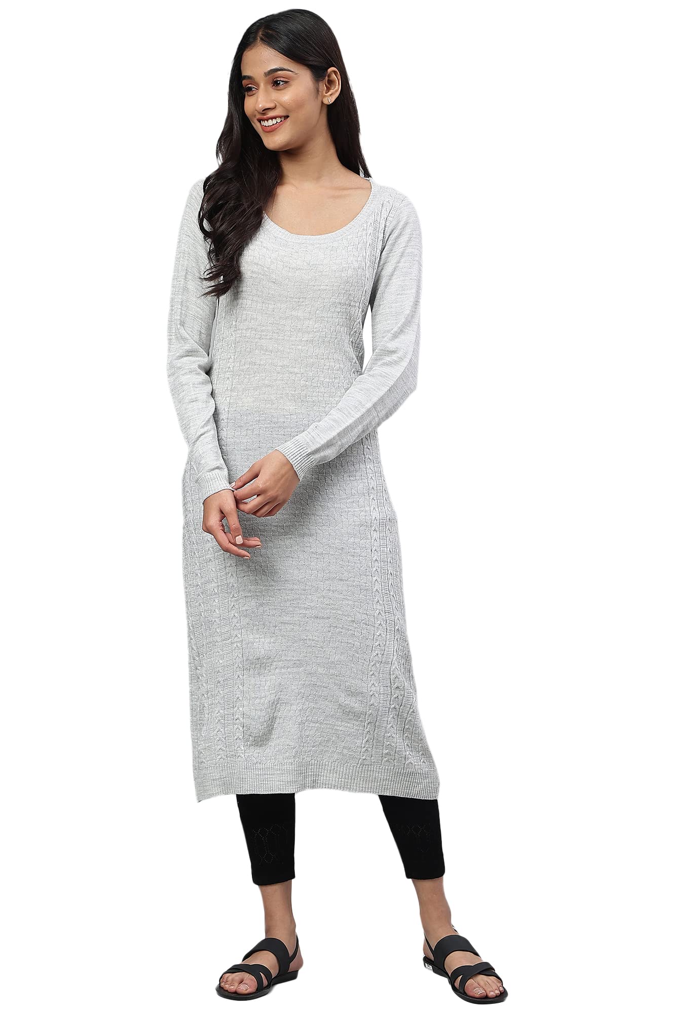 Grey Yarn-Dyed Acrylic Plus Size Kurta