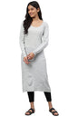 Grey Yarn-Dyed Acrylic Plus Size Kurta